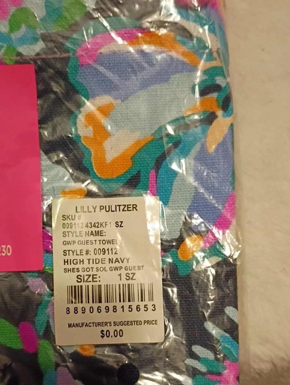 Lilly Pulitzer Navy Floral Pink Guest Towel Set Got Sol High Tide Pompom